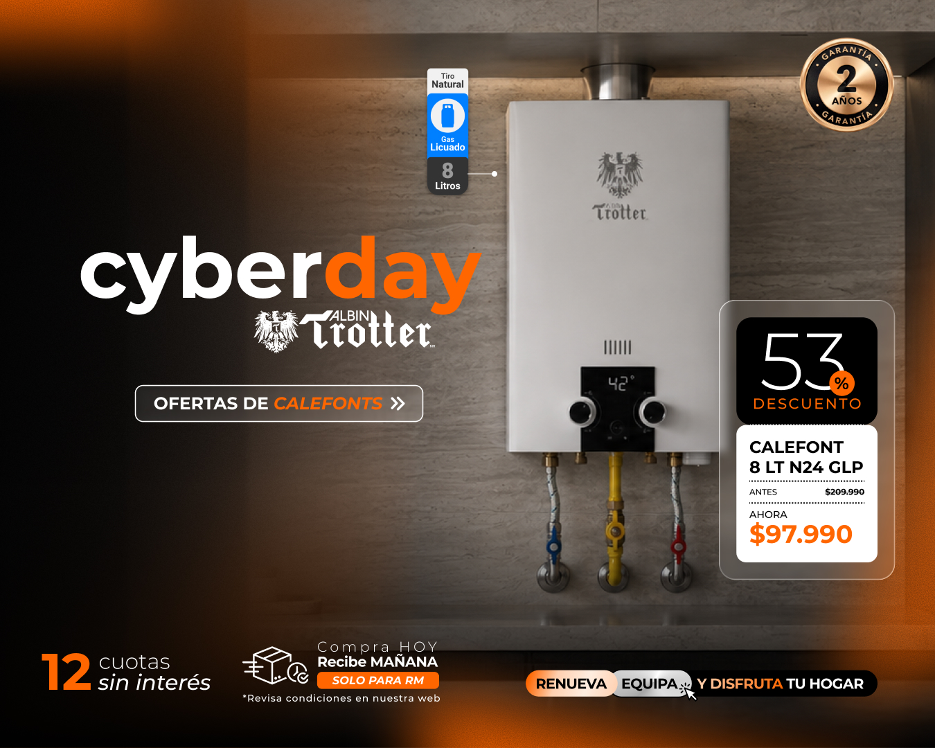 Oferta Cyber Calefont Albin Trotter 8 litros